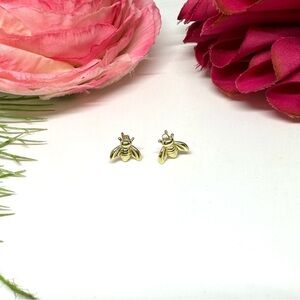 NEW⚜️14K Over Sterling Silver Bee Stud Earrings